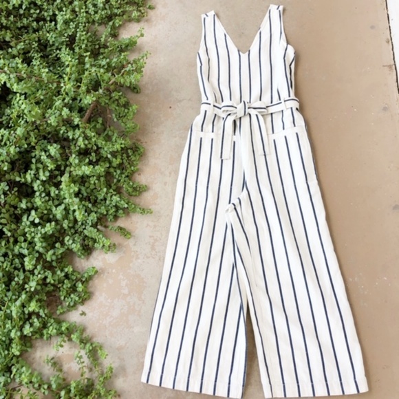 Madewell Pants - Madewell Striped Pull-On Waist Tie Jumpsuit